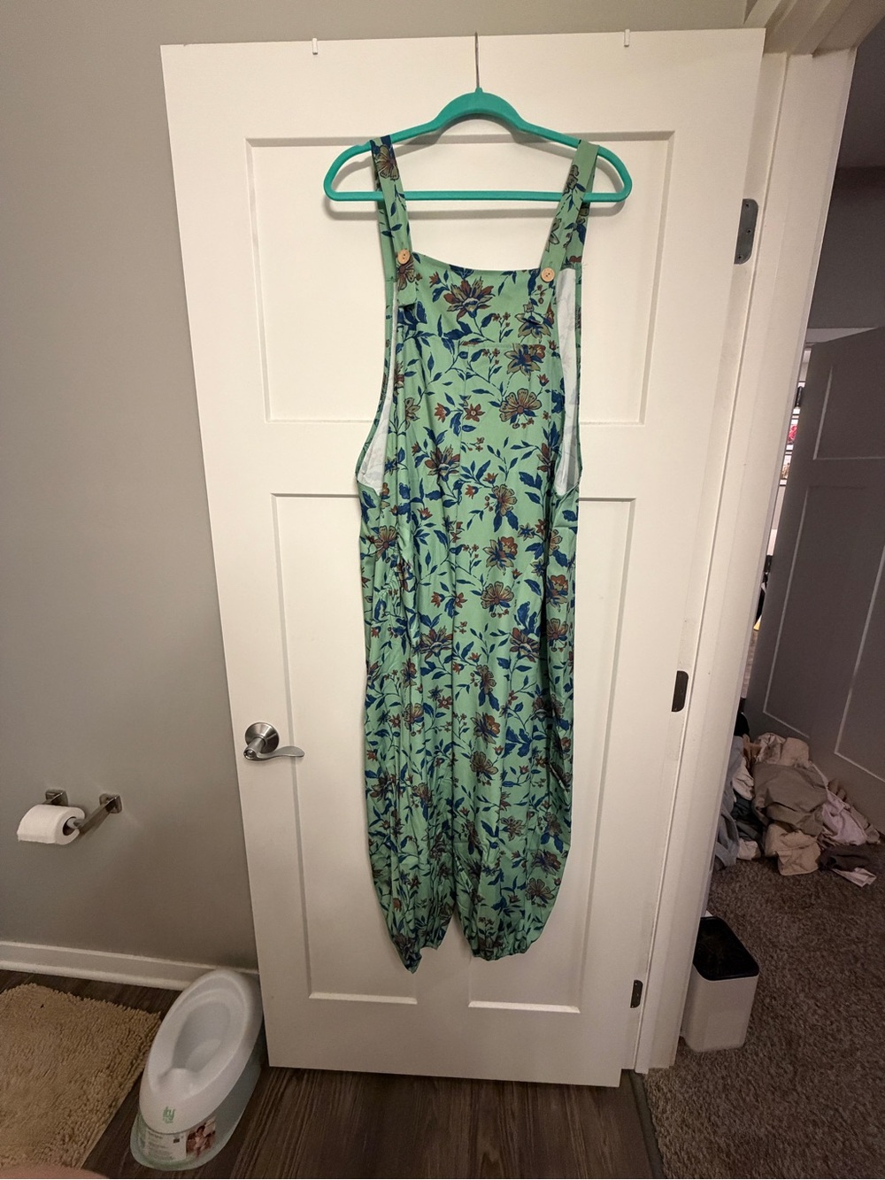 Floral Print Mint Green Overalls Jumpsuit